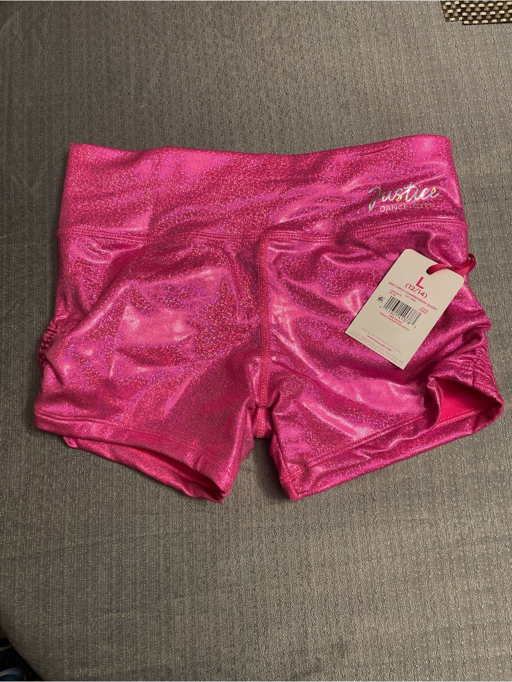 Justice Girl Shimmer Hot Pink Side Cinch Compression Short Size 12/14